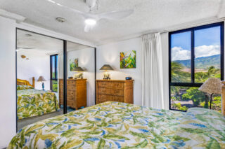 Bedroom and view of West Maui Mountains