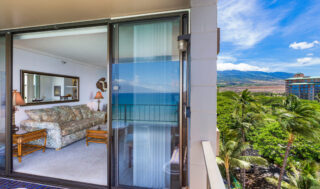 View from lanai of West Maui Mountains & inside unit